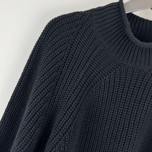 J Crew Relaxed Rollneck Sweater Womens 2X Black Chunky Knit Turtleneck Fisherman - Picture 5 of 16